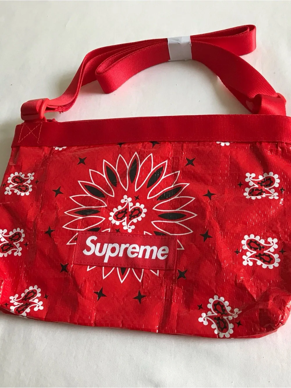 Supreme Bandana Tarp Side Bag Red Unisex SS21 New